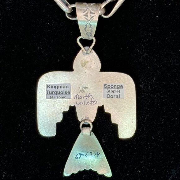 Navajo handcrafted Thunderbird pendant by Martha Willeto.  CHAIN NOT INCLUDED! - Picture 3 of 4